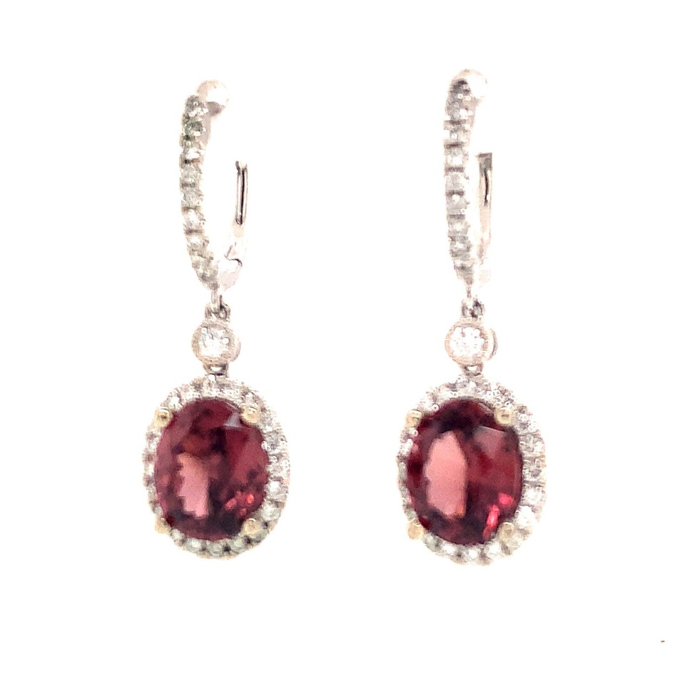 Tourmaline Rubellite Diamond Earrings 18k Gold 6.62 TCW Certified ...