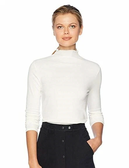 Top Lilla P 171118 Mujer Sólido Manga Larga Cuello Alto Invierno Blanco Talla X-Pequeña Foto 2 de 2