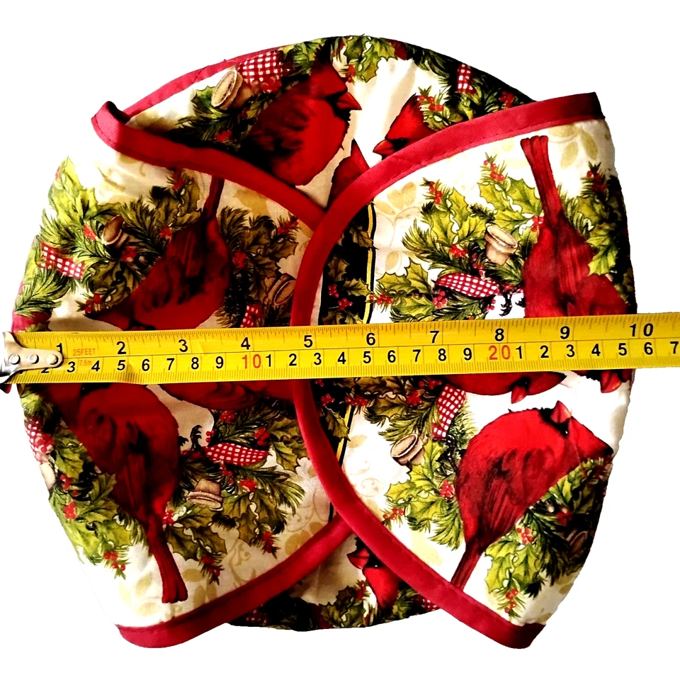 CONCEPTO DE ALGODÓN Cesta de Pan Navidad Vacaciones Cena Cardenal Cubierta Calentamiento 10" Foto 4 de 4