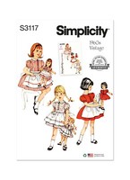 Simplicity 3117 Kinder & Puppen Kleid & SchüRze NäHen Muster GrößEn 2-6 55CM
