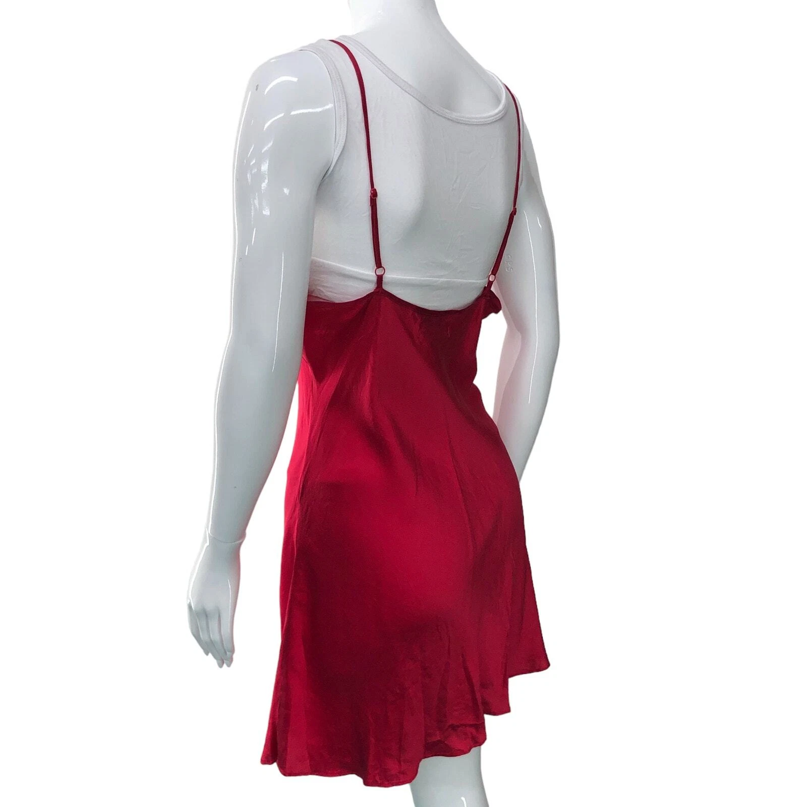 UNDERCOVER Abito Victoria Secret donna taglia M rosso slip camicia seta Y2K spalline regolabili