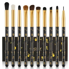 10Pcs Skull Printed Eye Makeup Brush Set, Eyeshadow, Concealer & Brow Brushes