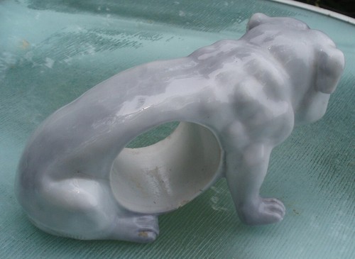 NEW OLD STOCK ?? VERY RARE ANTIQUE GERMAN PORCELAIN BULLDOG CLOCK FIGURINE DOG - Picture 14 of 24