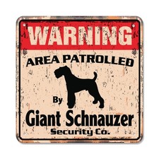 Giant Schnauzer Sign Area Patrolled pet Guard Warning Dog Lover Animal Gift