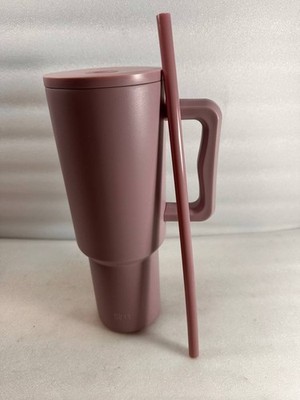 Einfacher moderner Becher 40 Unzen mit Griff und Strohhalm | Isolierter Edelstahl Wa