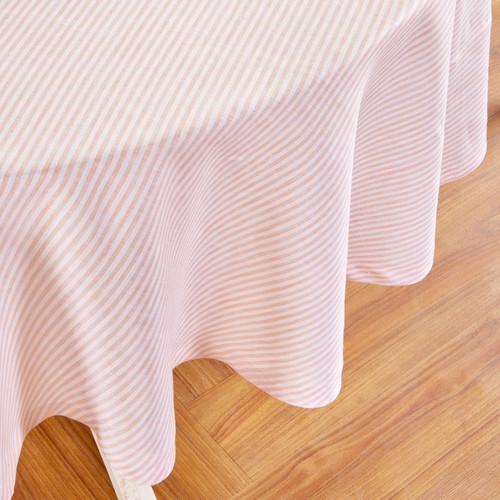 Solino Home Narrow Stripe Linen Round Tablecloth for Fall Kitchen Dining Party - 第 28/30 張圖片