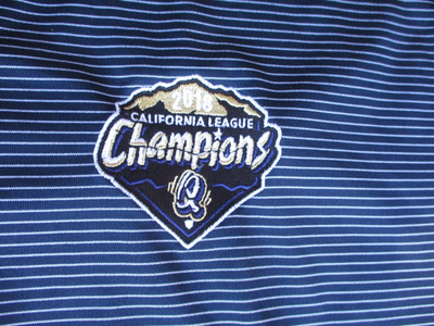Blue RACHO CUCAMONGA QUAKES 2018 California League Champs Golf Shirt XL Antigua