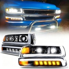 Fits 99-02 Chevy Silverado00-06 Suburban Black Led Headlights Lamps Plug N Play Fits 99-02 Chevy Silverado00-06 Suburban Black Led Headlights Lamps Plug N Play