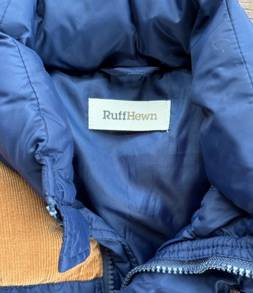 Ruff Hewn Blue Corduroy Trim Puffer Vest Men’s Small Retro Western Cowboy Core - Image 4 of 4