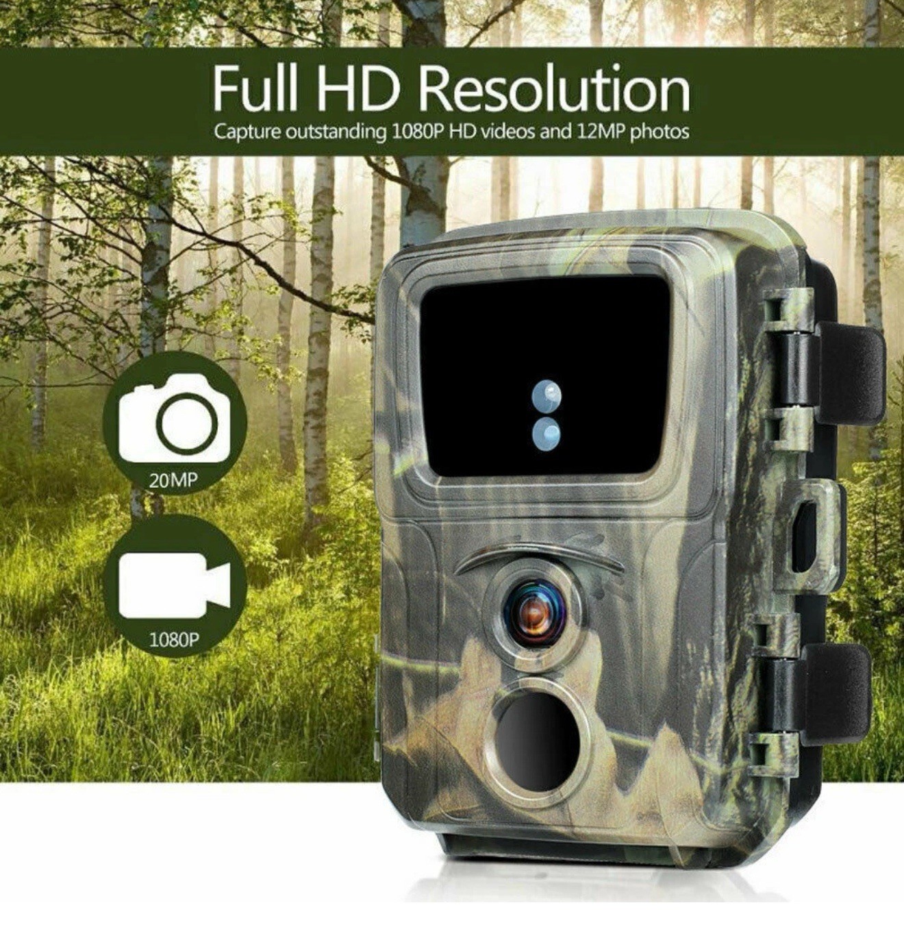 2PCS 24MP Hunting Game Trail Camera 1080P Wildlife Outdoor Cam Night Vision+32GB
