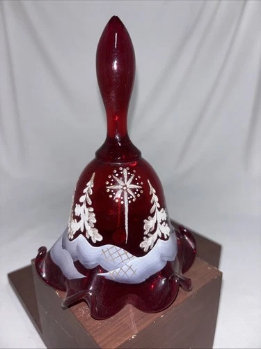 FENTON ART GLASS 6 POINT RUFFLED BELL STAR BRIGHT RED 100TH ANNIVERSARY 2005