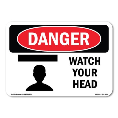 Watch Your Head ANSI Danger Sign Metal Plastic Decal