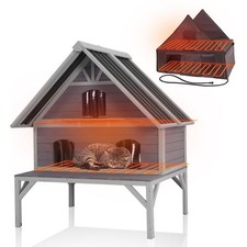 Large Outdoor Cat House Weatherproof 2-Story Wooden Feral Cat Shelter Cat Condo