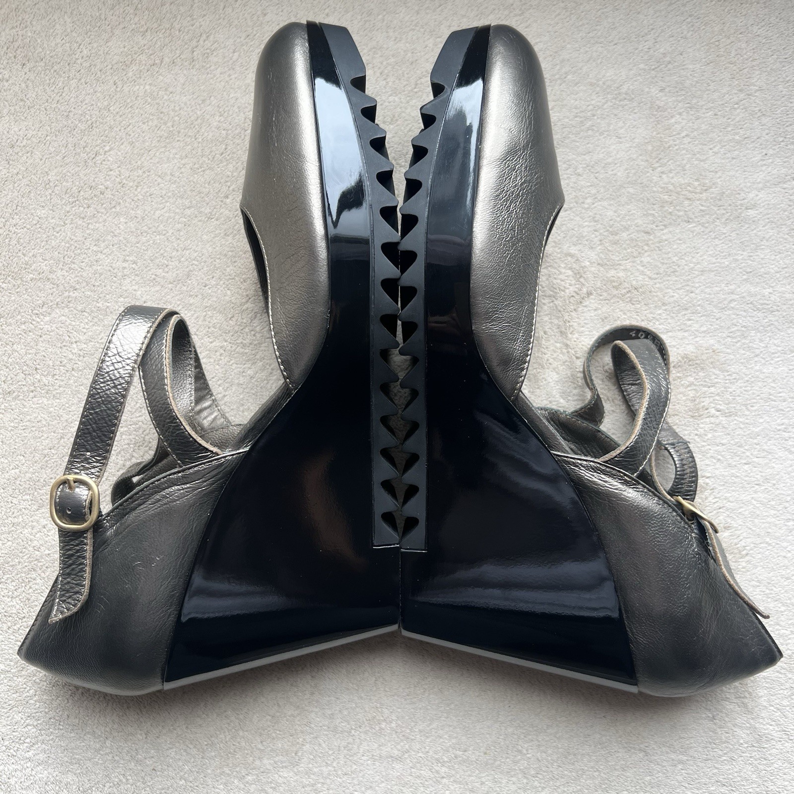 SAOLA Espace bronzo pelle plateau zeppa tacco Mary Jane donna EU 40 5 US 9 lug suola