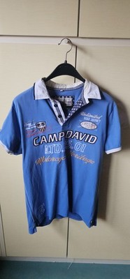 Camp David T-Shirt Polo Shirt Herren Kurzarm Hellblau XL
