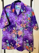 vtg Hookano Brand Hawaiian shirt L Japanese kimono floral pattern