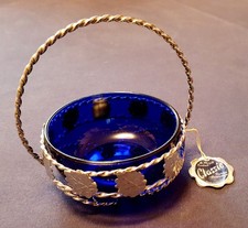 Silbernes Schälchen mit blauem Glaseinsatz Mayell Classic England