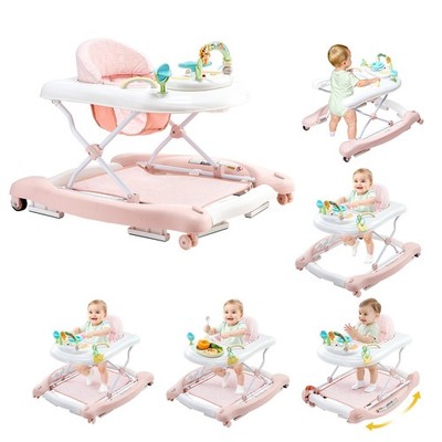Uimoso 5-in-1 Folding Baby Walker with Adjustable Height Levels