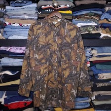Vintage Mossy Oak Shirt Mens XL Brown Camouflage Fall Foliage 80s Made In USA