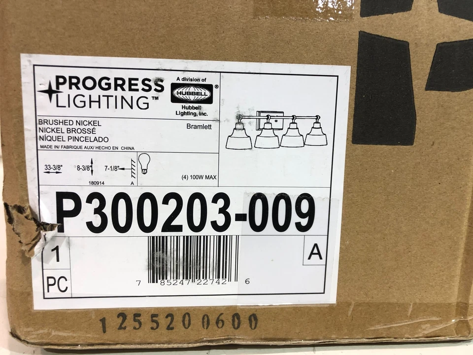 Progress Lighting Bramlett 4-Light Brushed Nickel w/ Black Shades Vanity Light - Image 2 of 3