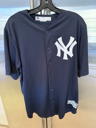 Majestic Men's Blue White Mesh Jersey New York Yankees, Size Large