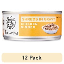 Chicken Dinner Shreds in Gravy Recipe Wet Cat Food 5.5 oz Can 12 Pack Assortment 2.67 per gallon