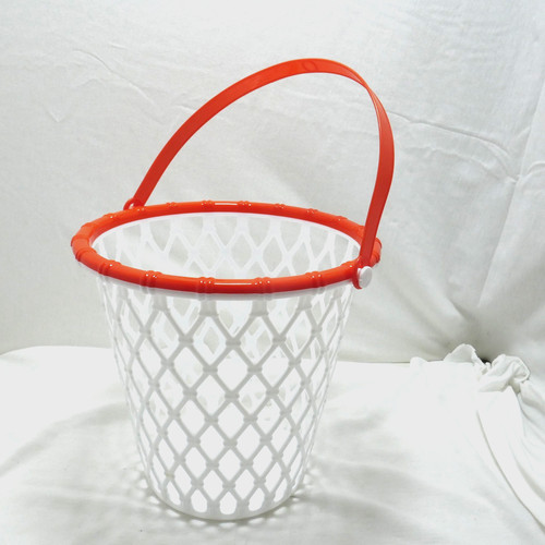 Basketball Hoop Style Easter Basket Halloween Bucket Net Plastic Orange Handle