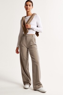 abercrombie dress pants A&F Abercrombie & Fitch Sloane Tailored Wide Leg Dress Pant 24 Long