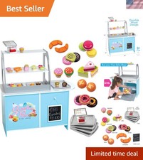 Kids Wooden Bakery Cafe Pretend Play Stand - Food, Trays More Included