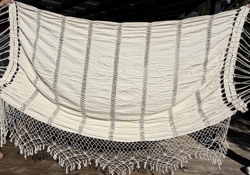 ANTHROPOLOGIE Fringed Macrame HAMMOCK Ivory