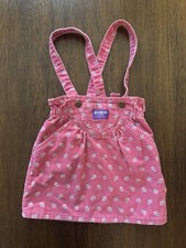 Vintage Oshkosh Pink Floral Corduroy Overalls Jumper Dress Skirt Size 5