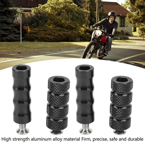 Black 2 Pair Motorcycle Brake Foot Peg CNC Process Plating Precise Fit For M6 - Picture 7 of 12