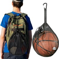 Portable Mesh Ball Bag Backpack Basketball Soccer Volleyball Storage Drawstring