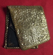 Vtg. Whiting And Davis Gold Mesh Billfold Wallet w Coin Pocket. USA Good Cond.