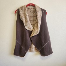 Faux Suede Vest Faux Shearling Lining Pockets S Western Boho Hippie Cowgirl