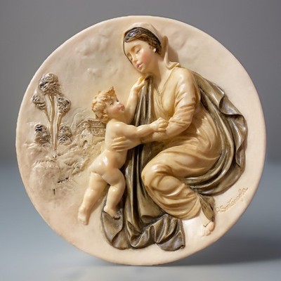 Madonne del Rinascimento Alabaster Wandteller Il Dono della Consolazione Limited