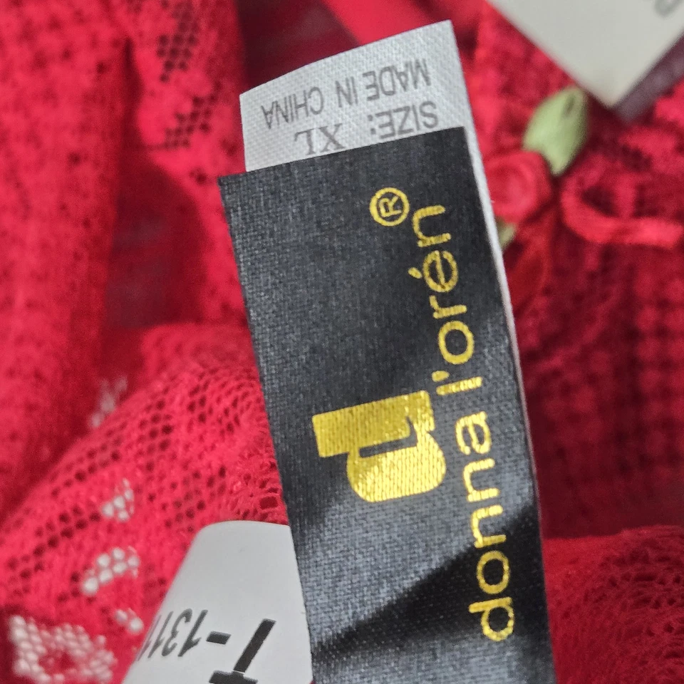 Donna L'oren Women Panty XL Red 4605 Lace Bow Sheer Cheeky Bow NWT - Image 3 of 4