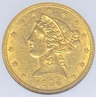 1904 $5 Coronet Half Eagle Gold Coin