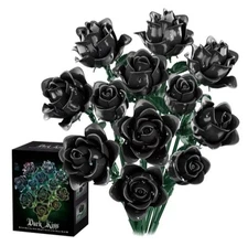 Black Rose Bouquet Building Set - Botanical Collection - 585 Pieces