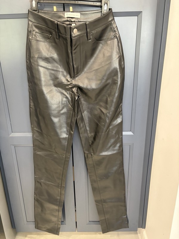 American Tall Women’s Black Faux Leather Dress Pants Tall 35 Inseam Pockets