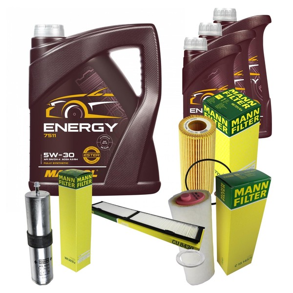 Mann Inspektionspaket Filterset 8L Mannol Energy 5W-30 FüR BMW E92 325D-image