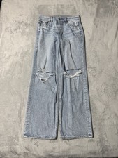 American Eagle Jeans Womens 6 Blue Light Wash Stovepipe Distressed 29x29