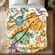 Baby Dinosaur Friends Coral Fleece Blanket Cute Prehistoric Decor