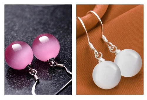 Ball Drop Dangle Hook Earrings Silver Plated Women Girls Jewellery Gift