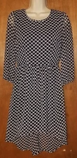 One Clothing Dress Size M Black/White/Blue Geometric Pattern Sheer Date Night 🔥