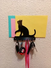 CAT Key / Mail / Leash Holder with 4 hooks. Screws included. Free Shipping