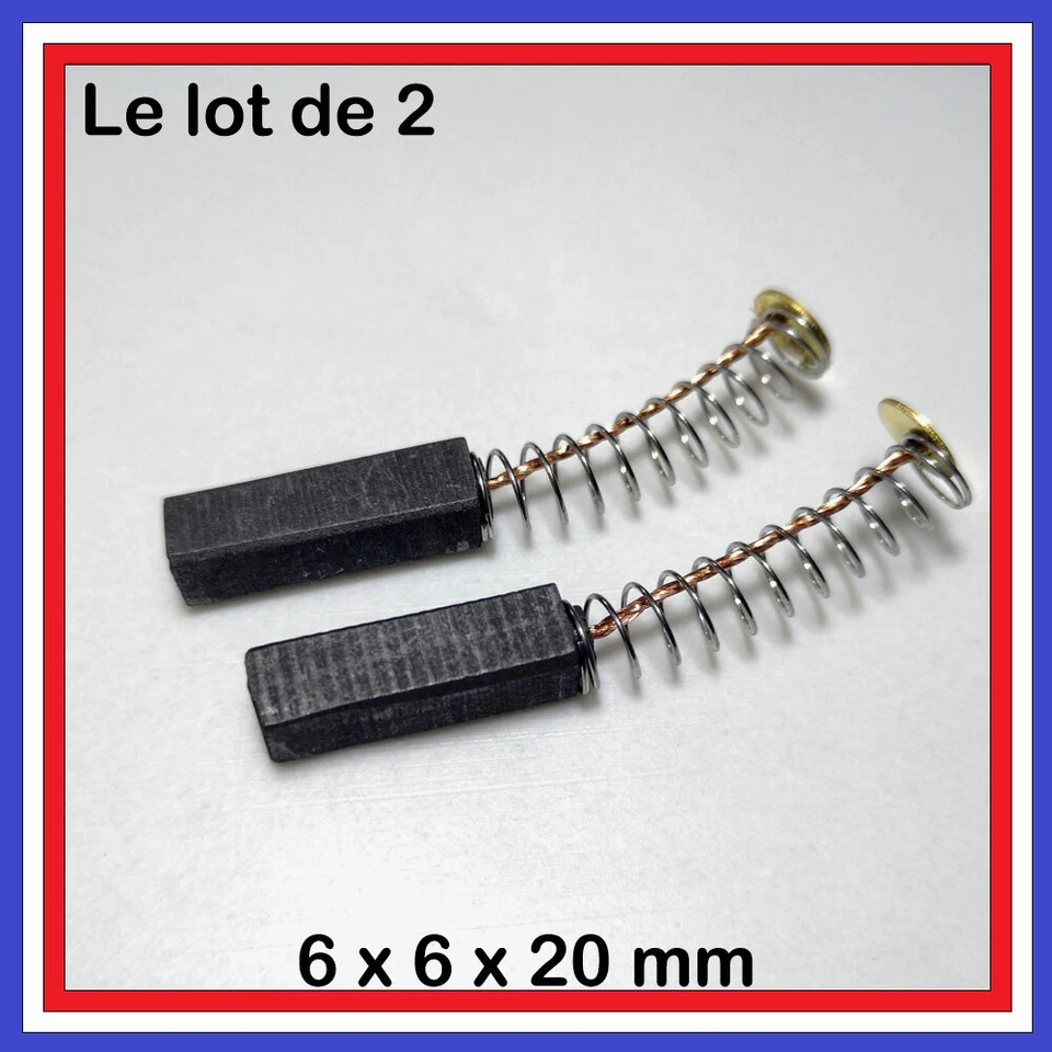 Lot de 2 Balais de Charbon 6 x 6 x 20 mm Moteur électrique, outillage electropo - Photo 2/4