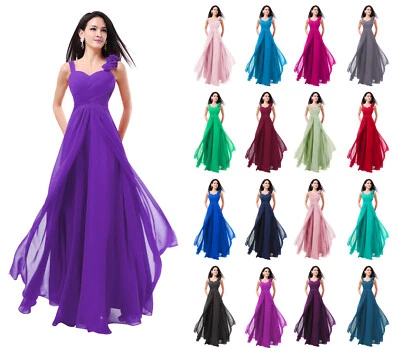 UK women Chiffon Long Formal wedding Prom Evening Party Bridesmaid Dress
