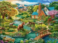 Castorland Idyllic House with Horses 2000 Piece Jigsaw Puzzle