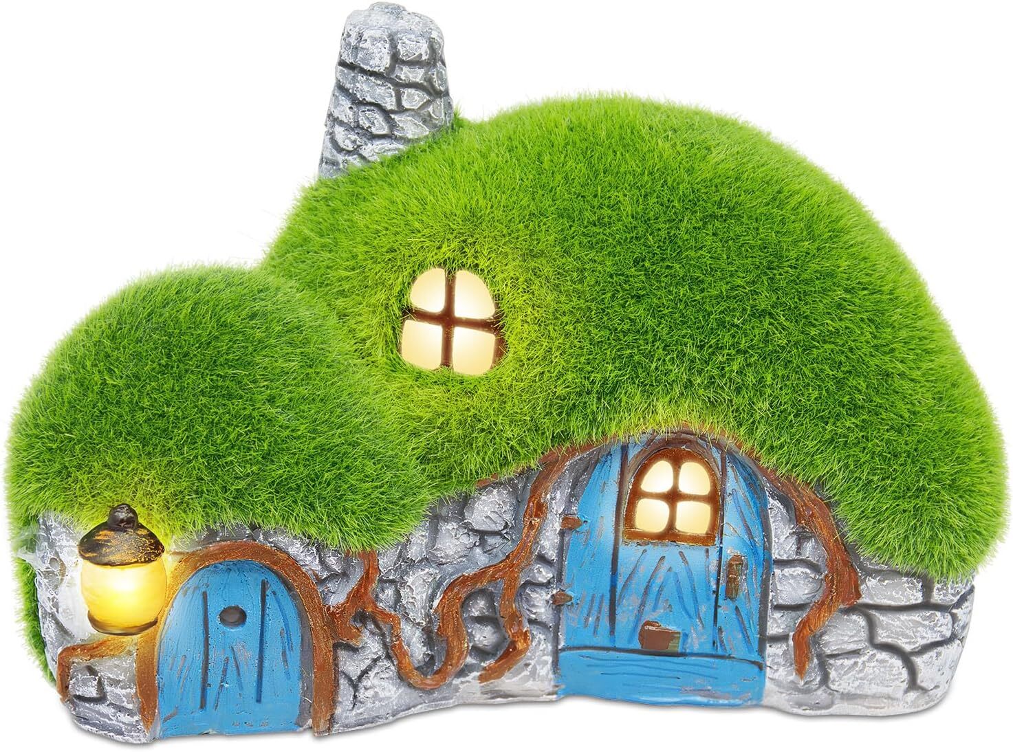 Solar-Powered Garden House Figurine Outdoor Statue Lights
